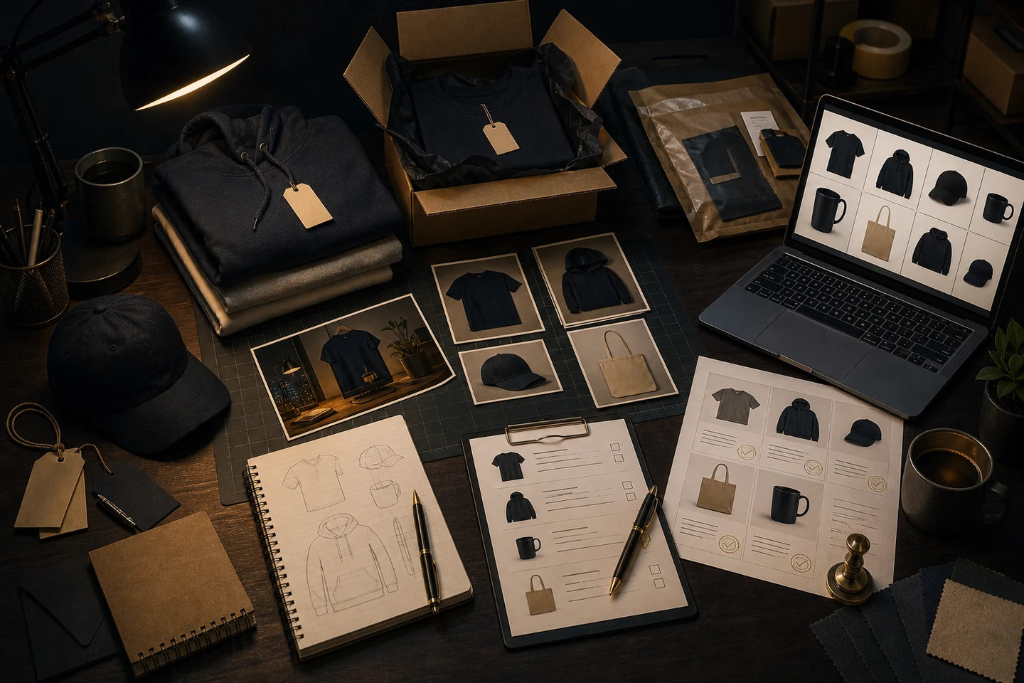 A wall of product listings and design variants for an agent-assisted online store workflow